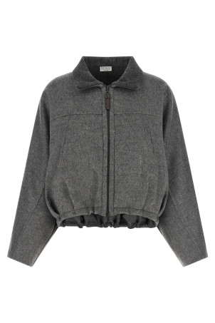 'Shiny Zipper Pull' jacket Gray
