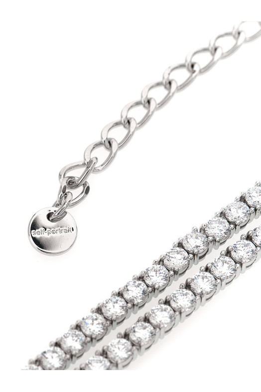 'Double Crystal Bow' necklace Silver