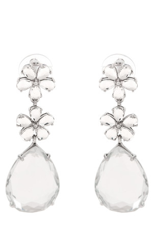 'Crystal Flower Tiered' earrings Silver