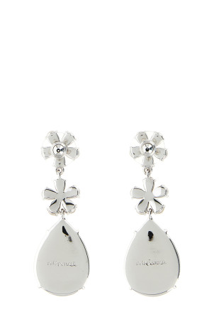 'Crystal Flower Tiered' earrings Silver
