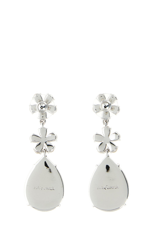 'Crystal Flower Tiered' earrings Silver