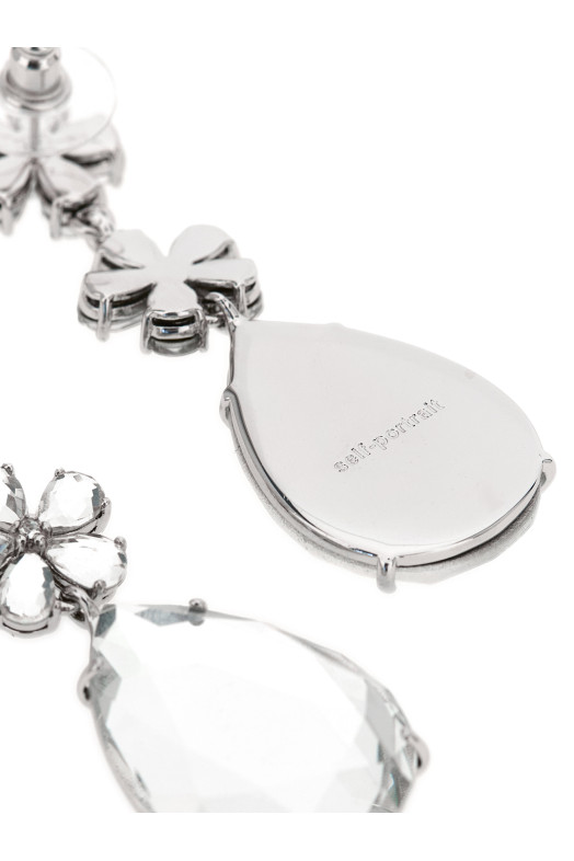 'Crystal Flower Tiered' earrings Silver