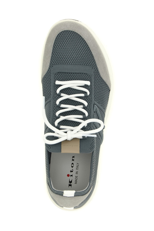 Хлопковые кроссовки серого цвета KITON USSA031N012172700K