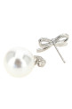 'Crystal Bow Pearl Back' earrings Silver