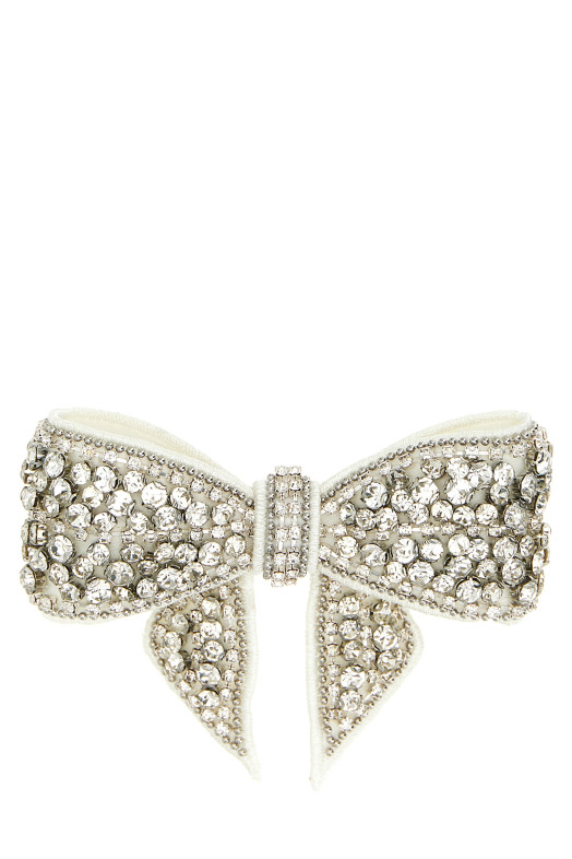 'Crystal Embellished Bow' hair clip White