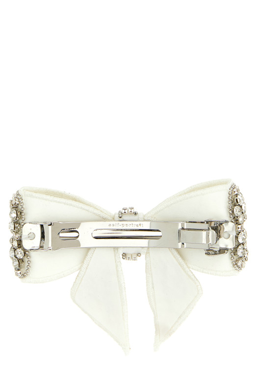 'Crystal Embellished Bow' hair clip White