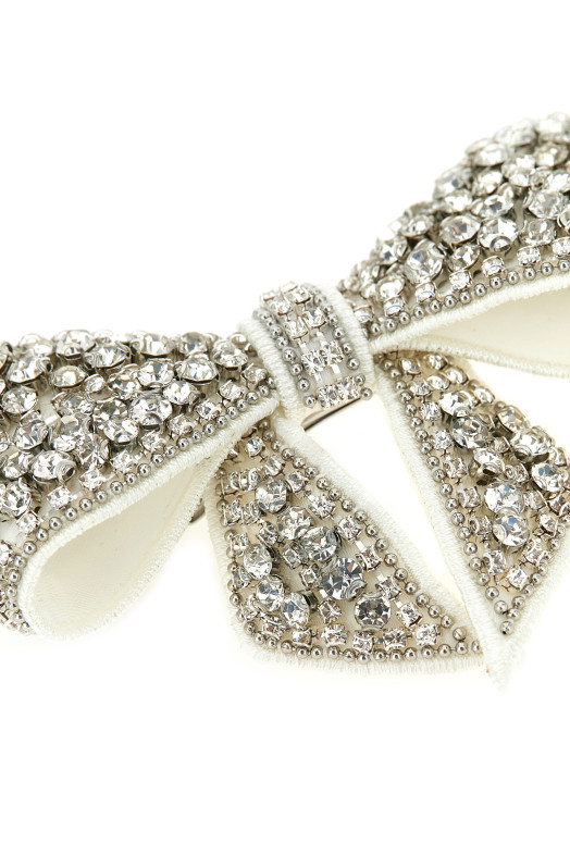 'Crystal Embellished Bow' hair clip White