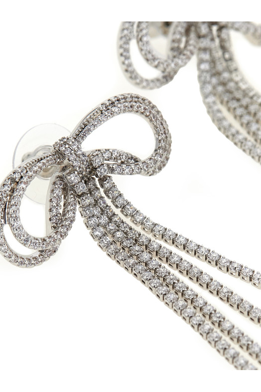 'Double Crystal Bow' earrings Silver