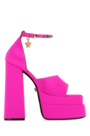 Fuchsia satin Medusa Aevitas sandals VERSACE (1007717DRA67)