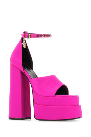 Fuchsia satin Medusa Aevitas sandals VERSACE (1007717DRA67)