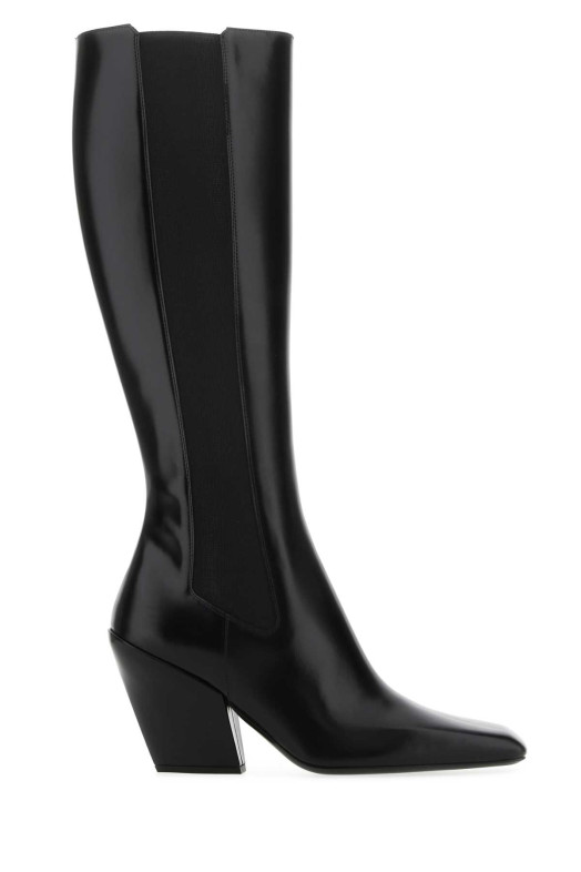 Черные кожаные сапоги PRADA (1W984MFA075055)
