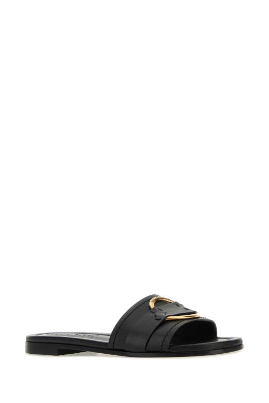 Black leather Bell slippers Black MONCLER (4C00160M4097)