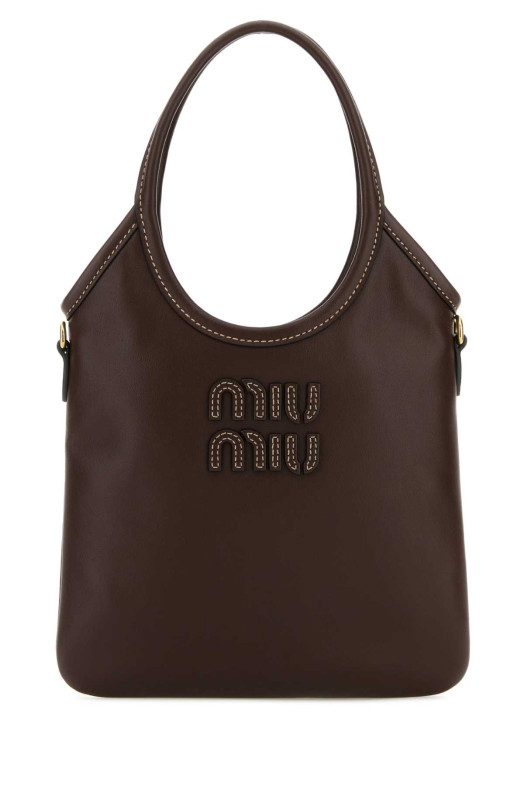 Brown leather shopping bag MIU MIU (5BA281VOLN2CRW)