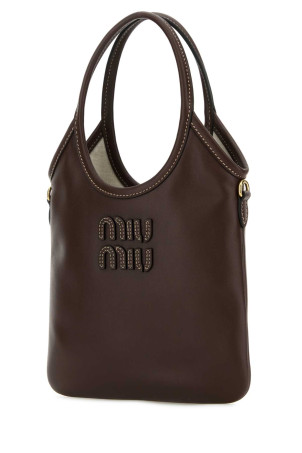 Brown leather shopping bag MIU MIU (5BA281VOLN2CRW)