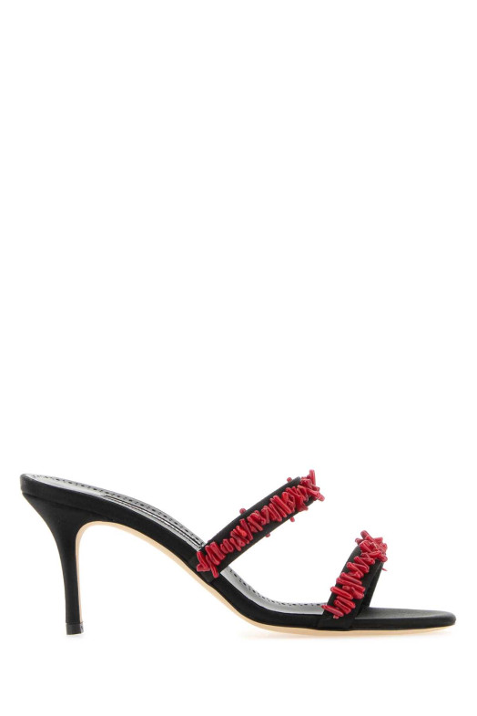 Black satin Clorette mules Blue MANOLO BLAHNIK (CLORETTENU1242680)