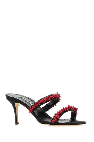 Black satin Clorette mules Blue MANOLO BLAHNIK (CLORETTENU1242680)