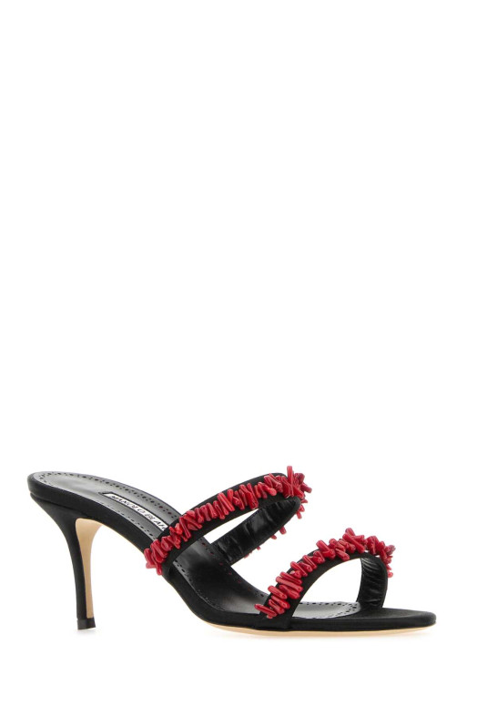 Black satin Clorette mules Blue MANOLO BLAHNIK (CLORETTENU1242680)