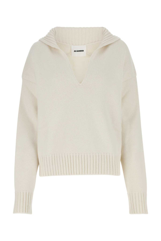 Свитер оверсайз из смеси кашемира цвета слоновой кости, бежевый, JIL SANDER (J01GP0105J13203)