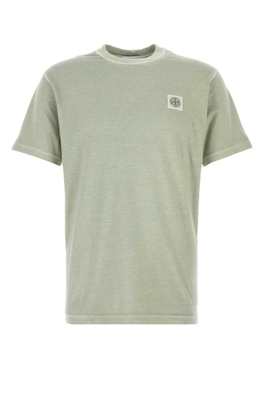 Хлопковая футболка цвета шалфей STONE ISLAND (L1S152100026S0057)