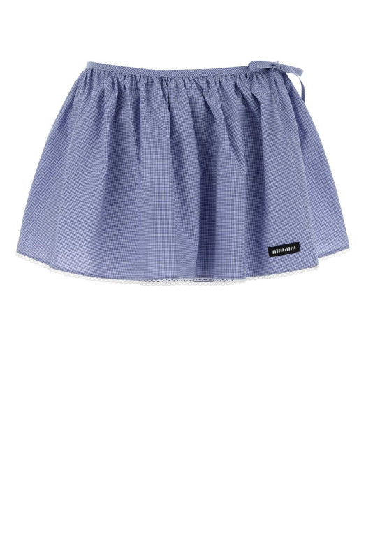 Хлопковая мини-юбка с вышивкой MIU MIU (MG2625SOOO187G)