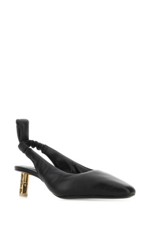 Black nappa leather Puffy pumps Black BOYY (PUFFYSLINGBACKPUMP)