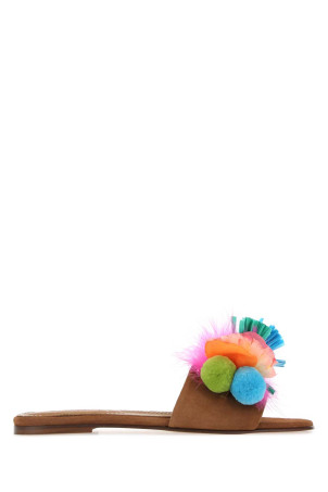 Embellished suede Tutti Frutti slippers Beige ALAMEDA TURQUESA (TUTTIFRUTTI)