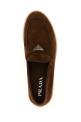 Лоферы из замши с логотипом, коричневые PRADA 2DG124FG001103F0324
