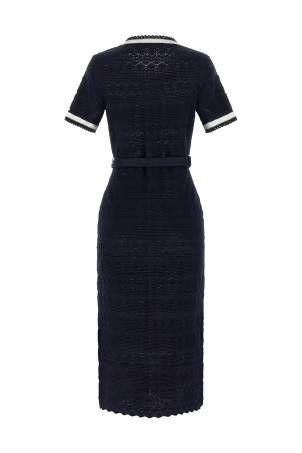 'Navy Pointelle Knit Midi' dress Blue