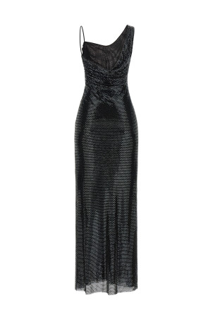 'Black Rhinestone Draped Maxi' dress Black