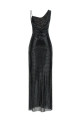 'Black Rhinestone Draped Maxi' dress Black