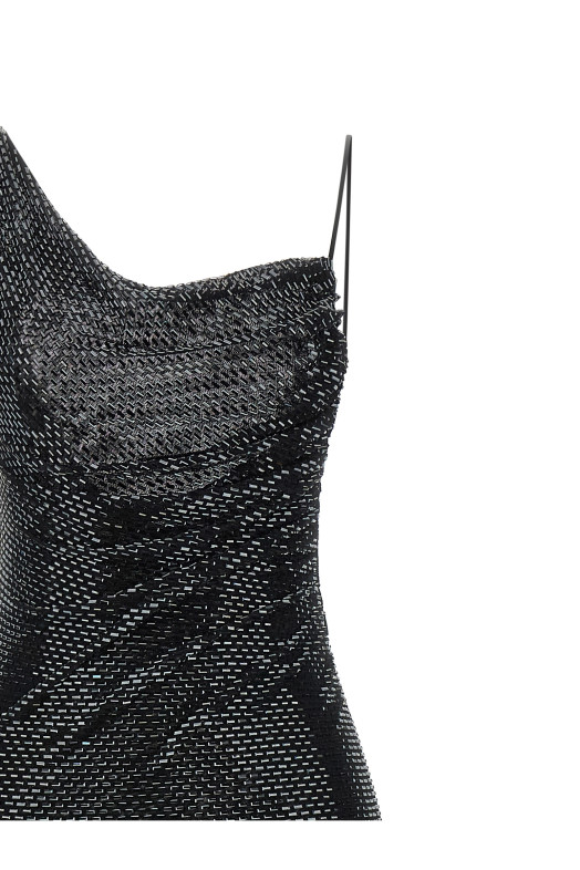 'Black Rhinestone Draped Maxi' dress Black