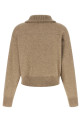 'Shiny Zipper Pull' Wool cardigan Beige