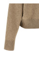'Shiny Zipper Pull' Wool cardigan Beige