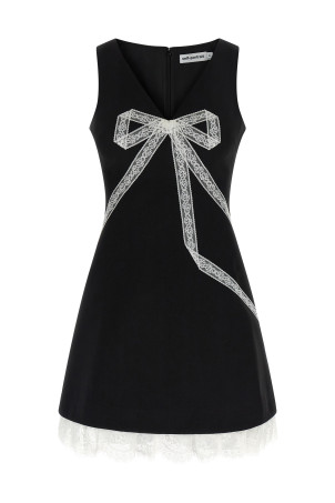 'Black Crêpe Bow Lace Mini' dress Black-grey