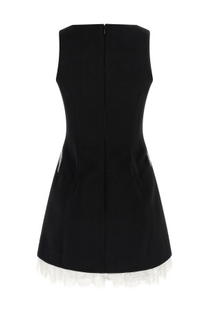 'Black Crêpe Bow Lace Mini' dress Black-grey