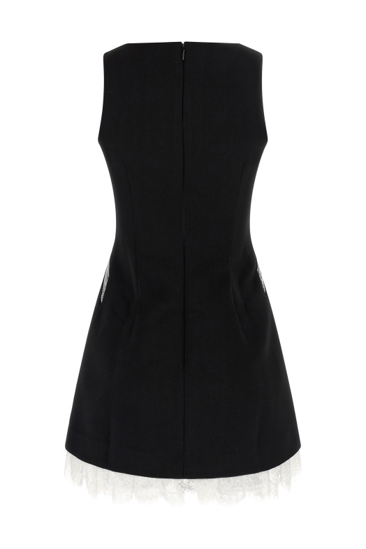 'Black Crêpe Bow Lace Mini' dress Black-grey