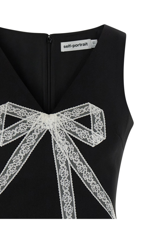 'Black Crêpe Bow Lace Mini' dress Black-grey