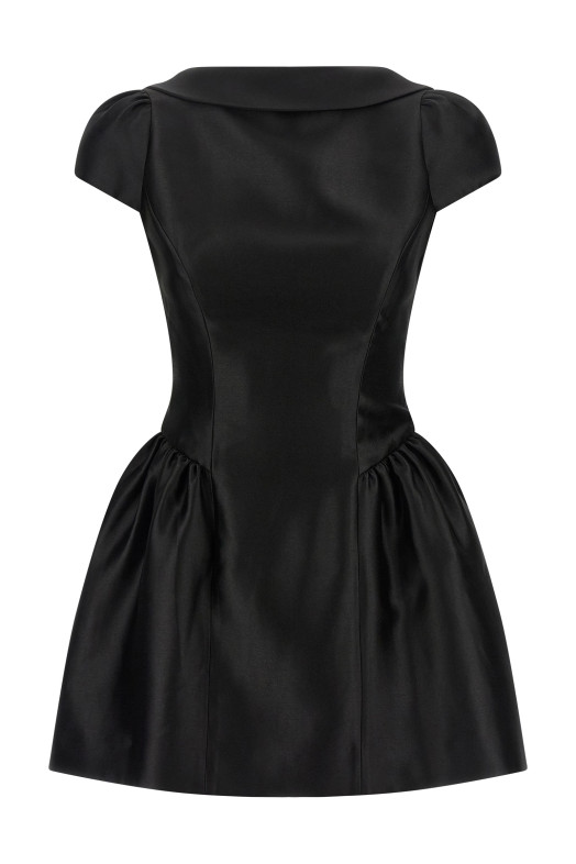 'Black Taffetà Collared Mini' dress Black