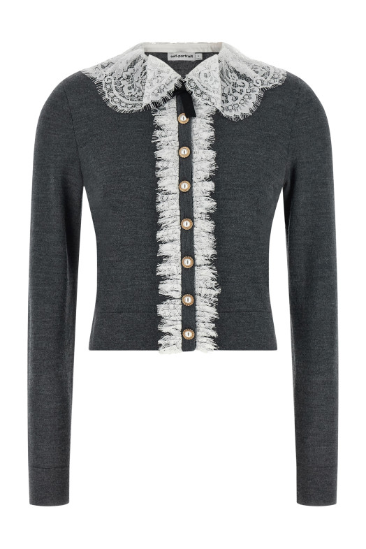 Кардиган «Grey Lace Collar Knit» серого цвета PF26134CGRGREY
