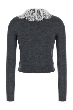 'Grey Lace Collar Knit' cardigan Gray