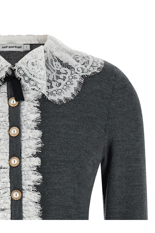 Кардиган «Grey Lace Collar Knit» серого цвета PF26134CGRGREY