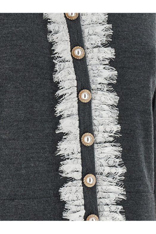 Кардиган «Grey Lace Collar Knit» серого цвета PF26134CGRGREY