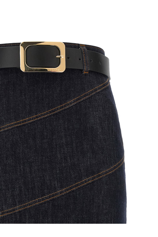 'Indigo Denim Belted Midi' skirt Blue