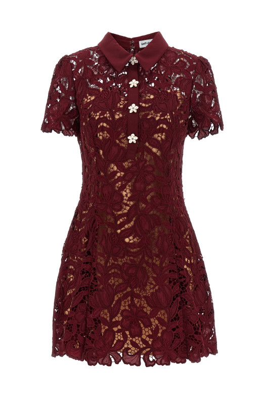 'Burgundy Lace Mini' dress Bordeaux