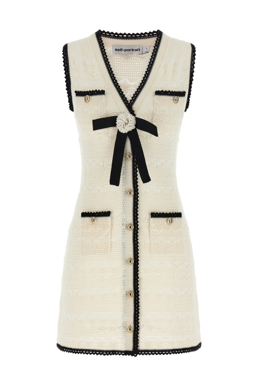 'White Pointelle Knit Mini' dress Black-grey