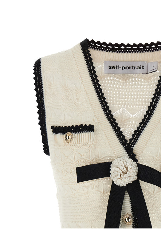 'White Pointelle Knit Mini' dress Black-grey