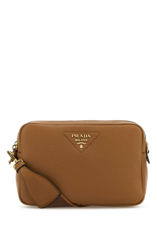 Кожаная сумка через плечо цвета карамели PRADA (1BH082VDNM2DKV)