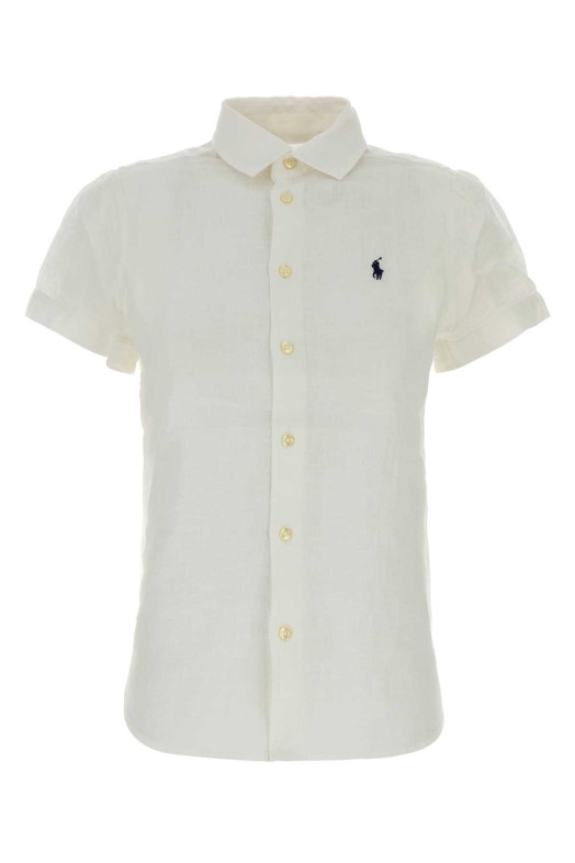 Белая льняная рубашка POLO RALPH LAUREN (211973366)