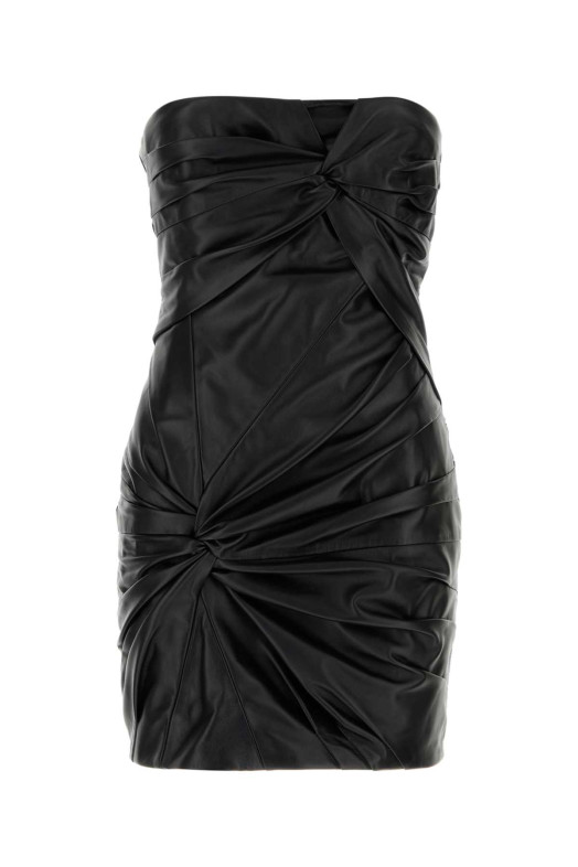 Black leather mini dress White THE ATTICO (260WCA00483LBT147AA)