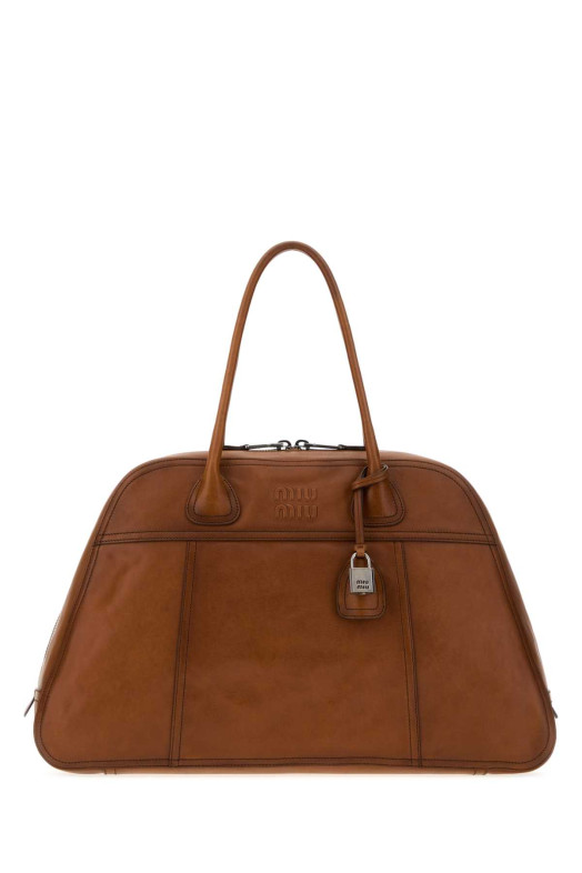 Camel leather Vivant shopping bag MIU MIU (5BB1952IER)